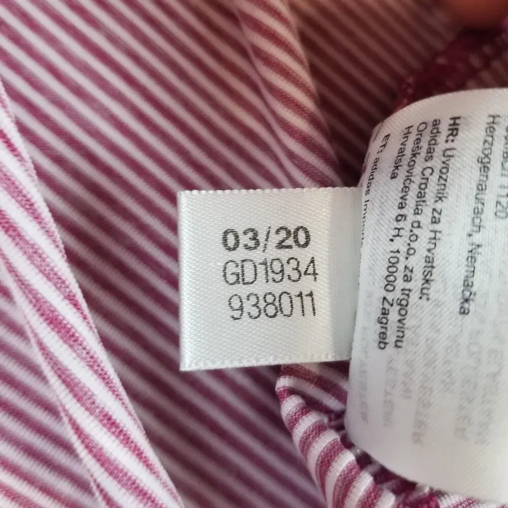 Adidas Polo Shirt Mens Large Pink Striped Whistling Straits Golf Shirt